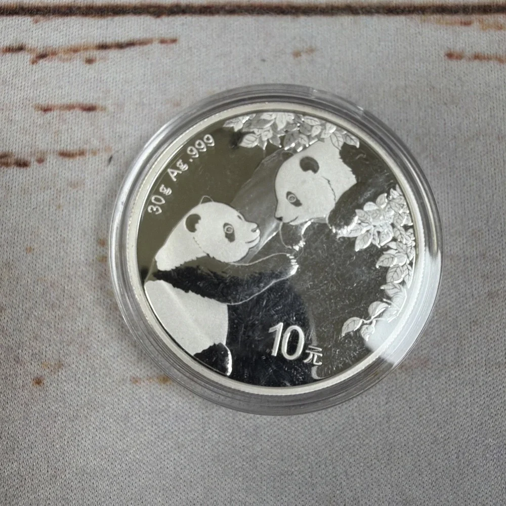 2023 China 30 Gram 10 Yuan Silver Panda Coin .999 Fine Bullion BU Direct Fit Cap